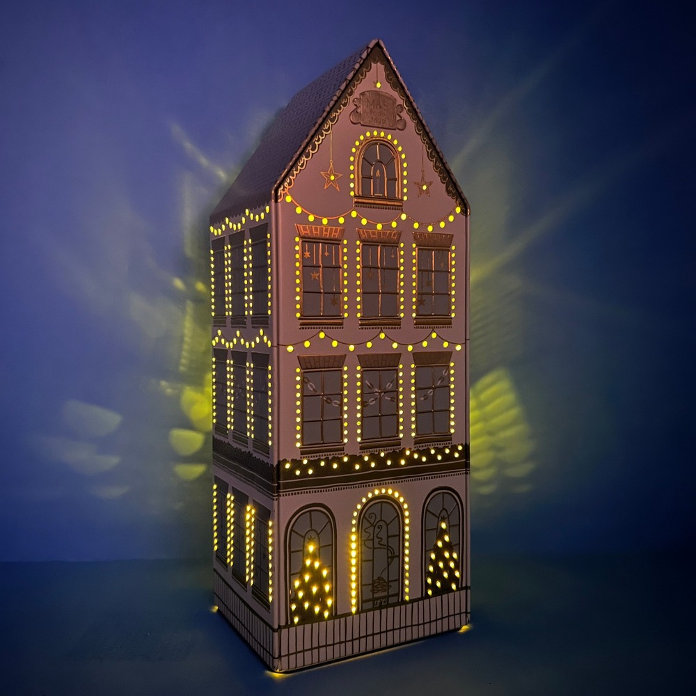 Marks Spencer Christmas Cookie Tin‎ House 10" White LED Light Up Holiday decor